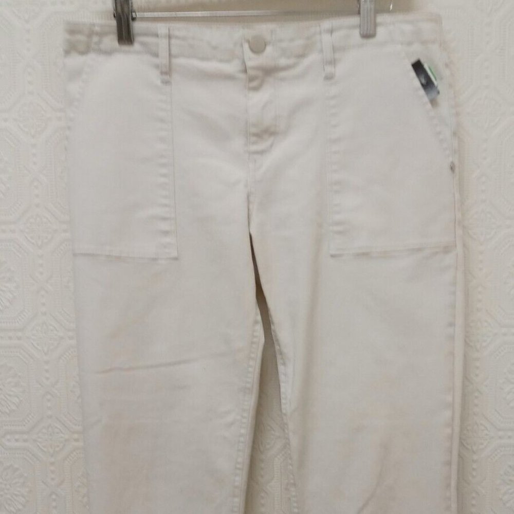 Saks 5th Avenue Cream Cargo Roll Hem Crop Pants Size 10